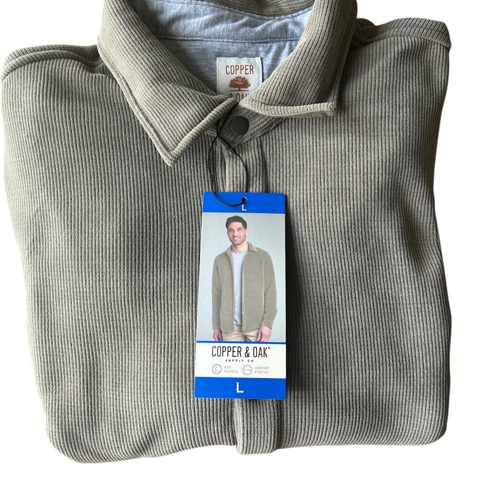 Copper & Oak Men's Fleece Shirt Jacket Heavyweight Snap Button Brown Size L - Picture 7 of 10
